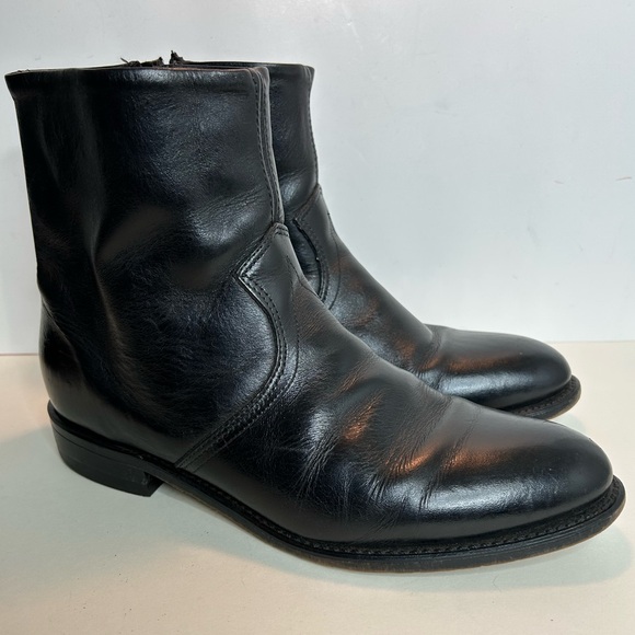 Double H Black Leather Side Zip Men's Boots Size 10 EE - Picture 1 of 10
